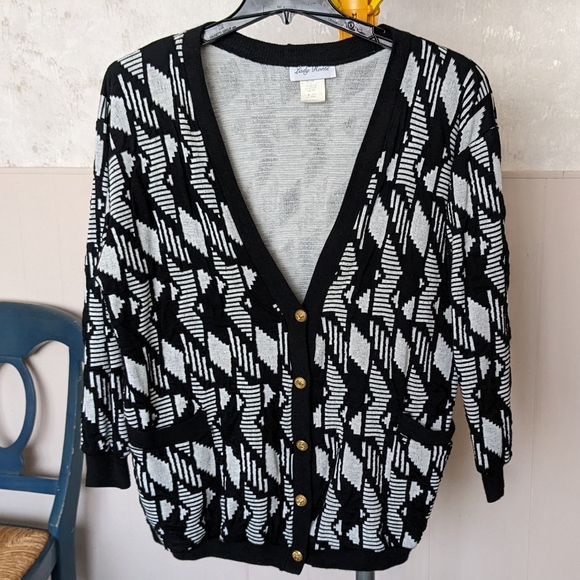 LADY RONTE Vintage Granny Abstract Cardigan, Sz L, EUC! - Picture 1 of 8